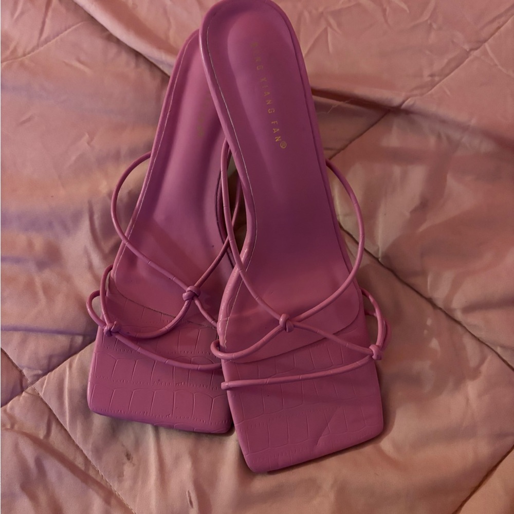 SHEIN Pink Strappy Heels Modern Design